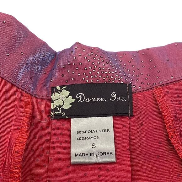 Damee Inc 3-button Blazer Jacket Short Sleeve Iridescent Purple Silver Size S - Picture 7 of 9